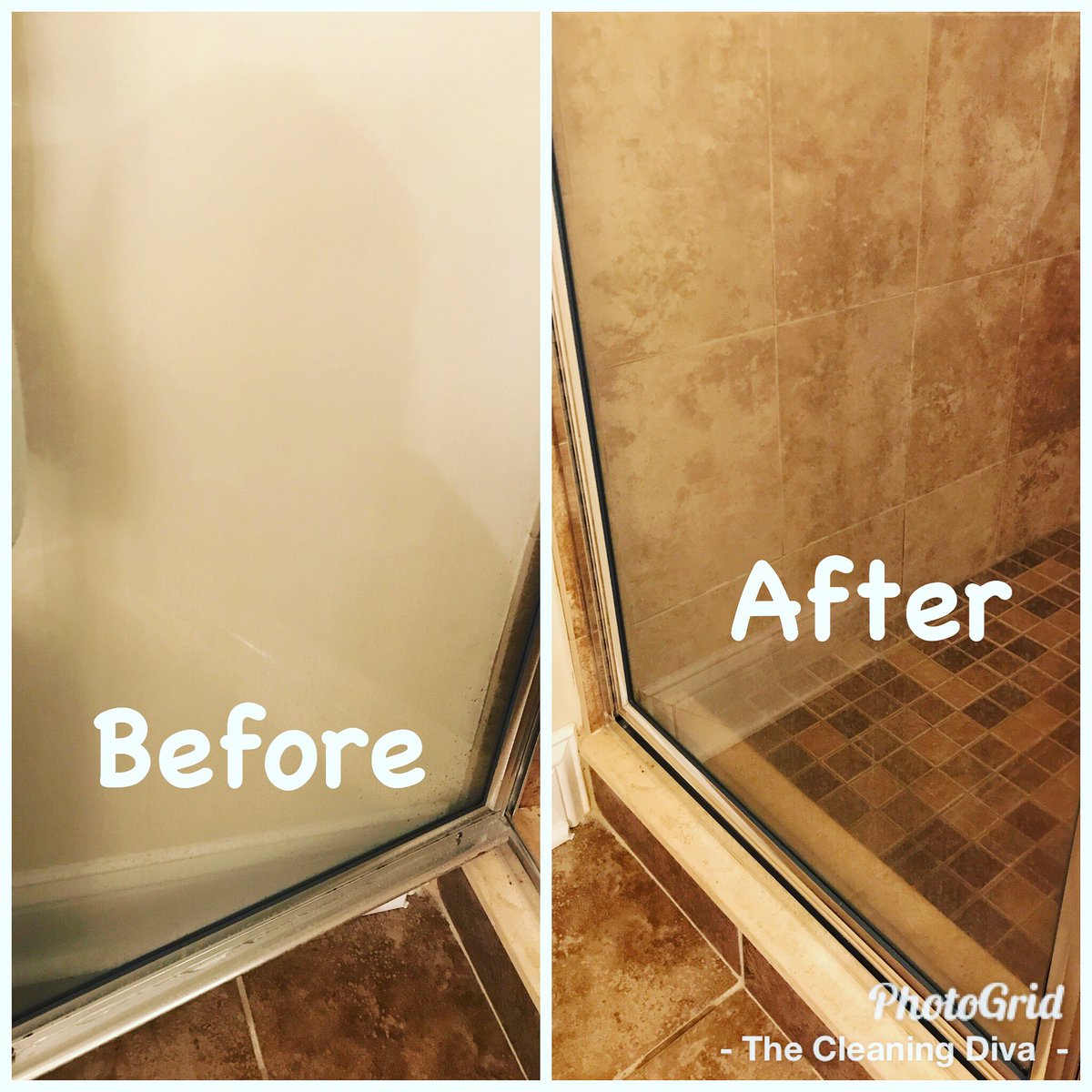 NJCleaningDiva's tweet photo. The Divas seriously transformed this shower door 😲! #divaclean #beforeandafter #divamagic #jerseyshore #transformation #peekaboo https://t.co/YFBUEH90bT