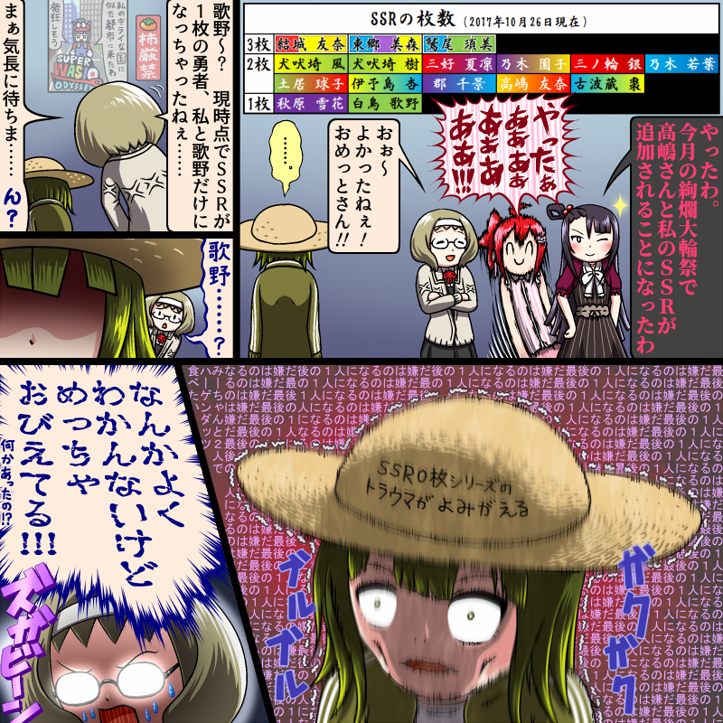 SSRが1枚しかない勇者、歌野さんと雪花さんの漫画を描きました 