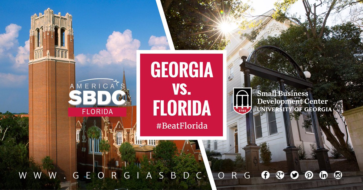 ugasbdc's tweet photo. Help Georgia (#UGASBDC) beat Florida (@FloridaSBDCN) in followers before kickoff (10/28). #GoDawgs! #FloridaHateWeek #BeatFlorida 🐶 > 🐊 https://t.co/DTHgjaI7FP