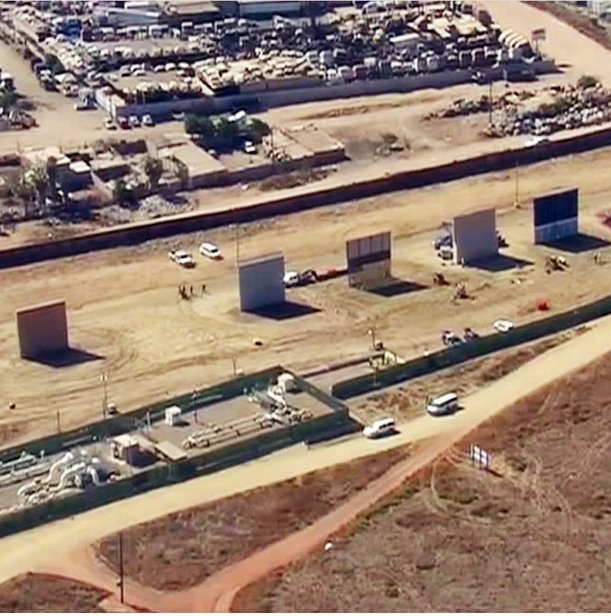 sdborderlife's tweet photo. Border wall prototypes being protected and guard by the SDPD. 
https://t.co/RavN5sO1oQ https://t.co/zkO0MGaEcu