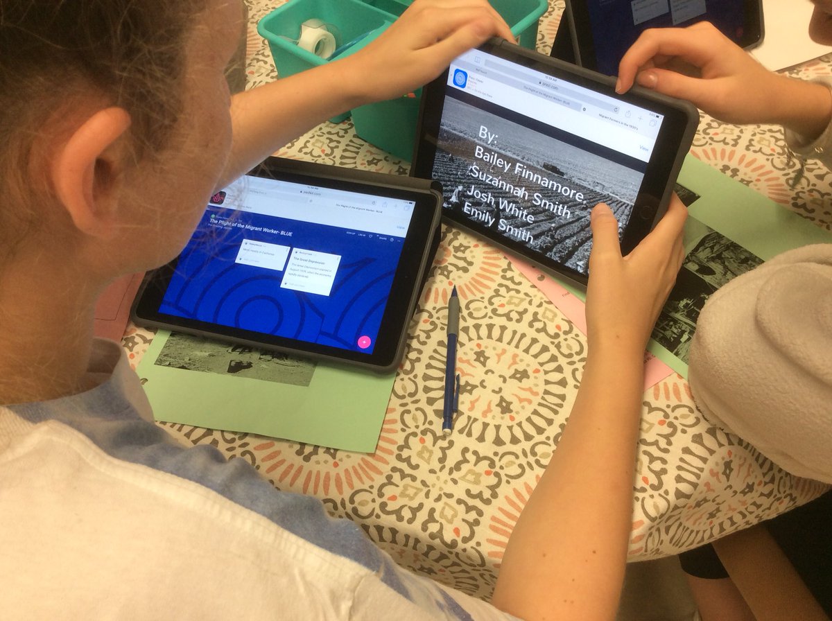 mrwolke's tweet photo. Ss in Ms Casey’s class use @padlet to share findings about Great Depression b4 diving into Of Mice and Men! #techatlex #lpsipads https://t.co/zR3LXqwJMn