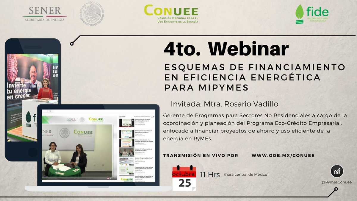 fidemx's tweet photo. Te invitamos al 4° Webinar "Esquemas de Financiamiento en Eficiencia Energética para MiPyMEs #EnVivo a las 11:00 https://t.co/3uY2CAIzrf https://t.co/JcT4bmWeVi