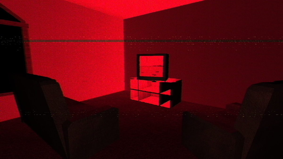 red room with television
