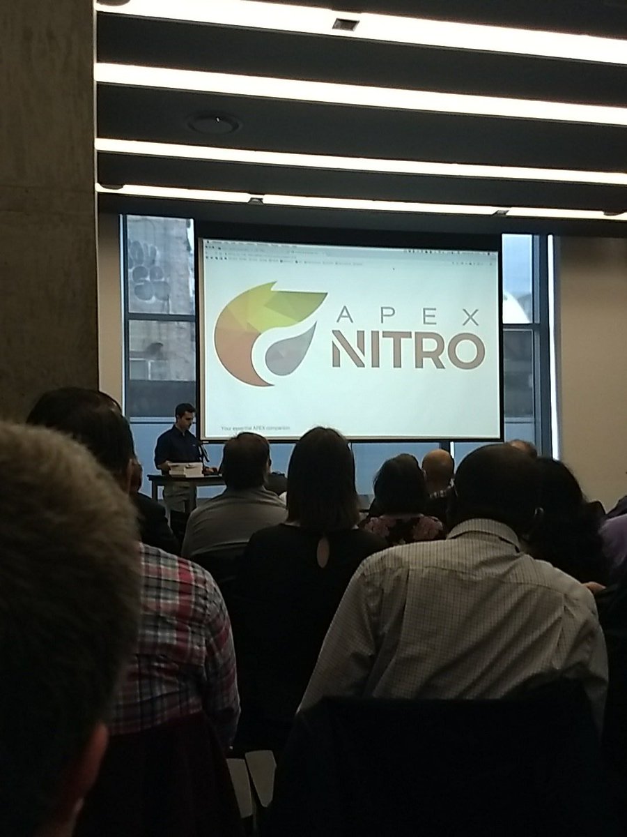 ZachWilcox_'s tweet photo. @vincentmorneau begins his session on #apexnitro with a live demo. No slides here! #orclapex #nitro #modd https://t.co/9QgGNX2ByC