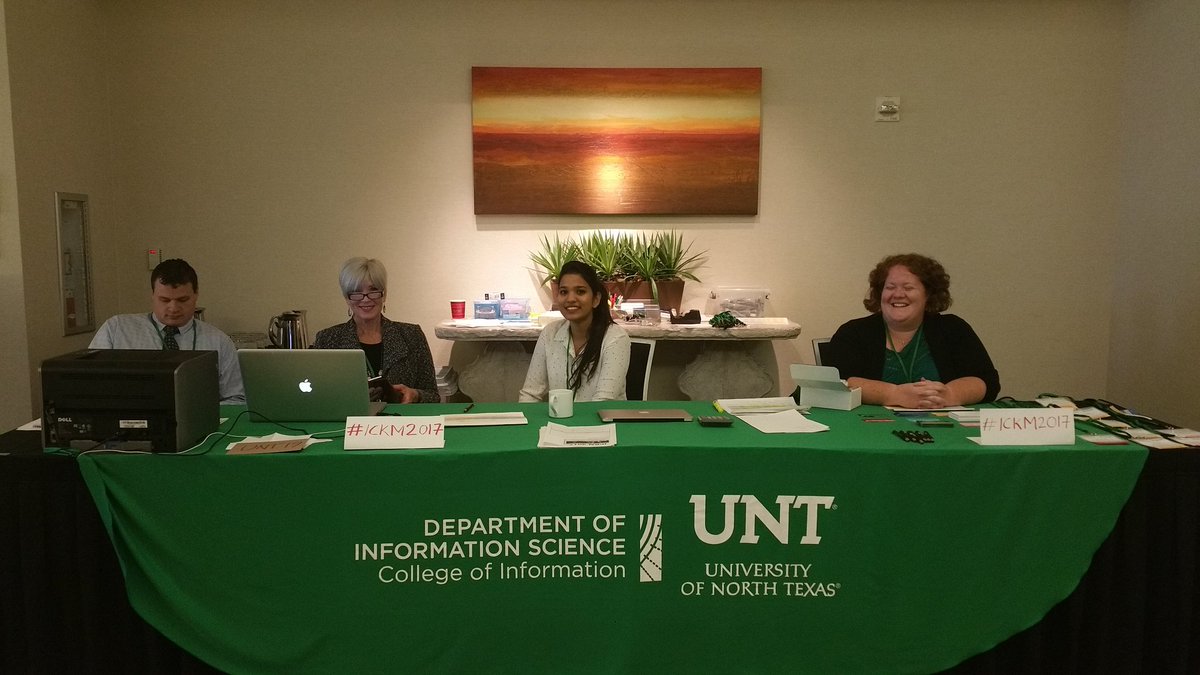 UNTInfoScience's tweet photo. Relaxed after first round of registration...gearing up for more excitement...#ickm2017 https://t.co/uxYkIGyN7Q