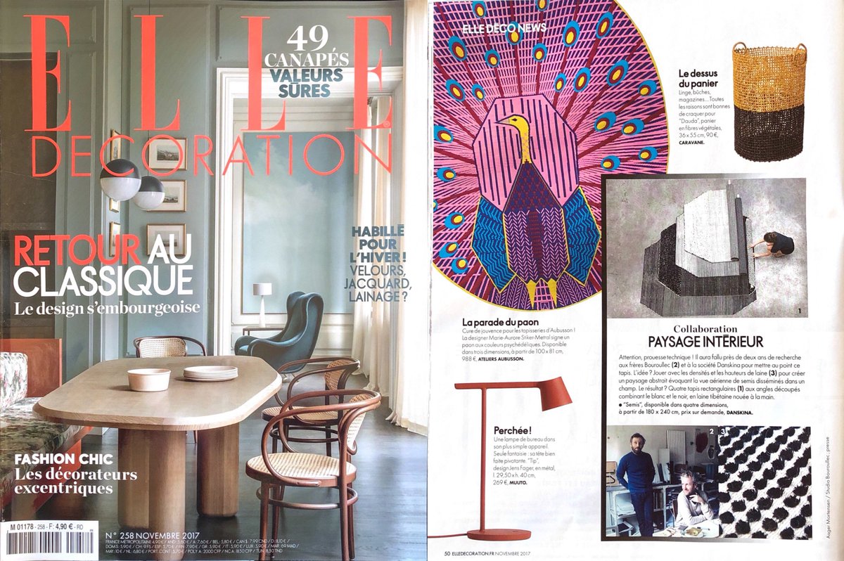 Atels_Aubusson's tweet photo. [#PRESSE] 🎉 
On parle de NOUS dans le nouveau numéro de @ELLEDecoFR ! #ateliersaubusson #madeinFrance #tapisserienumerique #deco #homedecor https://t.co/wePeUSFF6t