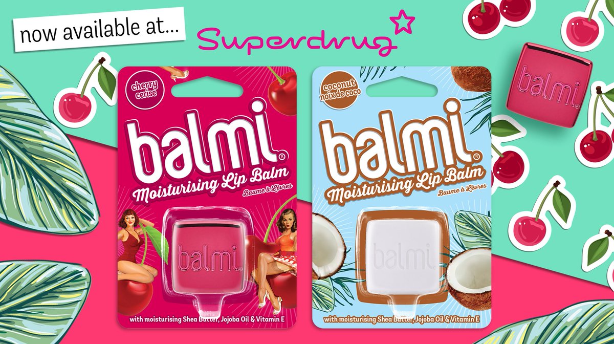 GoBalmi's tweet photo. Cherry &amp; Coconut have brightened up this miserable day! get them @superdrug now #balmi #liplove #lipbalm https://t.co/yikKScXlGa