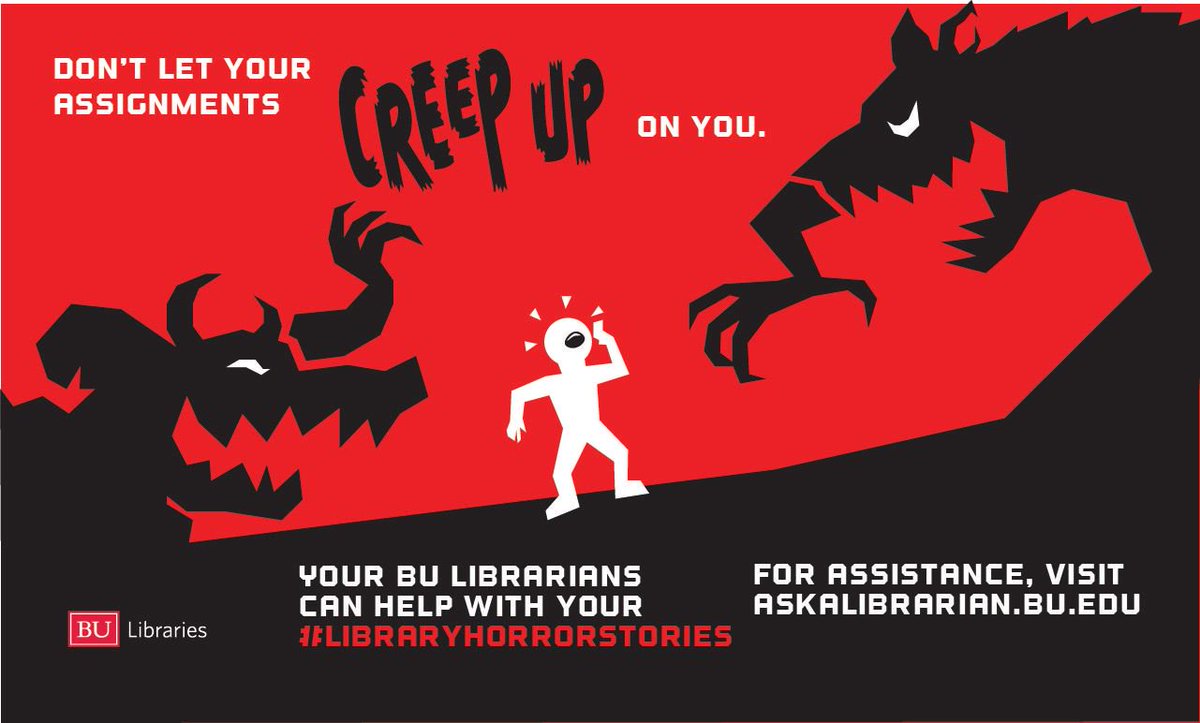 bulibraries's tweet photo. Don't let deadlines creep up on you! #libraryhorrorstories https://t.co/eA12HrUsgx