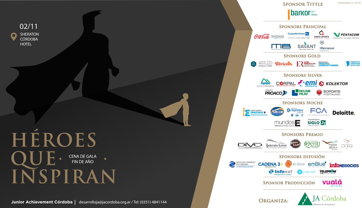 juniorencordoba's tweet photo. Faltan pocos días para vivir una noche especial!
Jueves 2 de Noviembre: Noche de los Héroes 2017
#NH2017 #HéroesQueInspiran #NHJAC https://t.co/6CGEiKZrdP