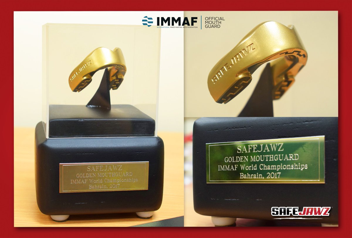 IMMAFed's tweet photo. The annual @SAFEJAWZ GOLDEN MOUTHGUARD AWARD goes to the IMMAF athlete voted for their commitment &amp; good sporting values in #2017IMMAFWorlds https://t.co/l7H0y9VD2a