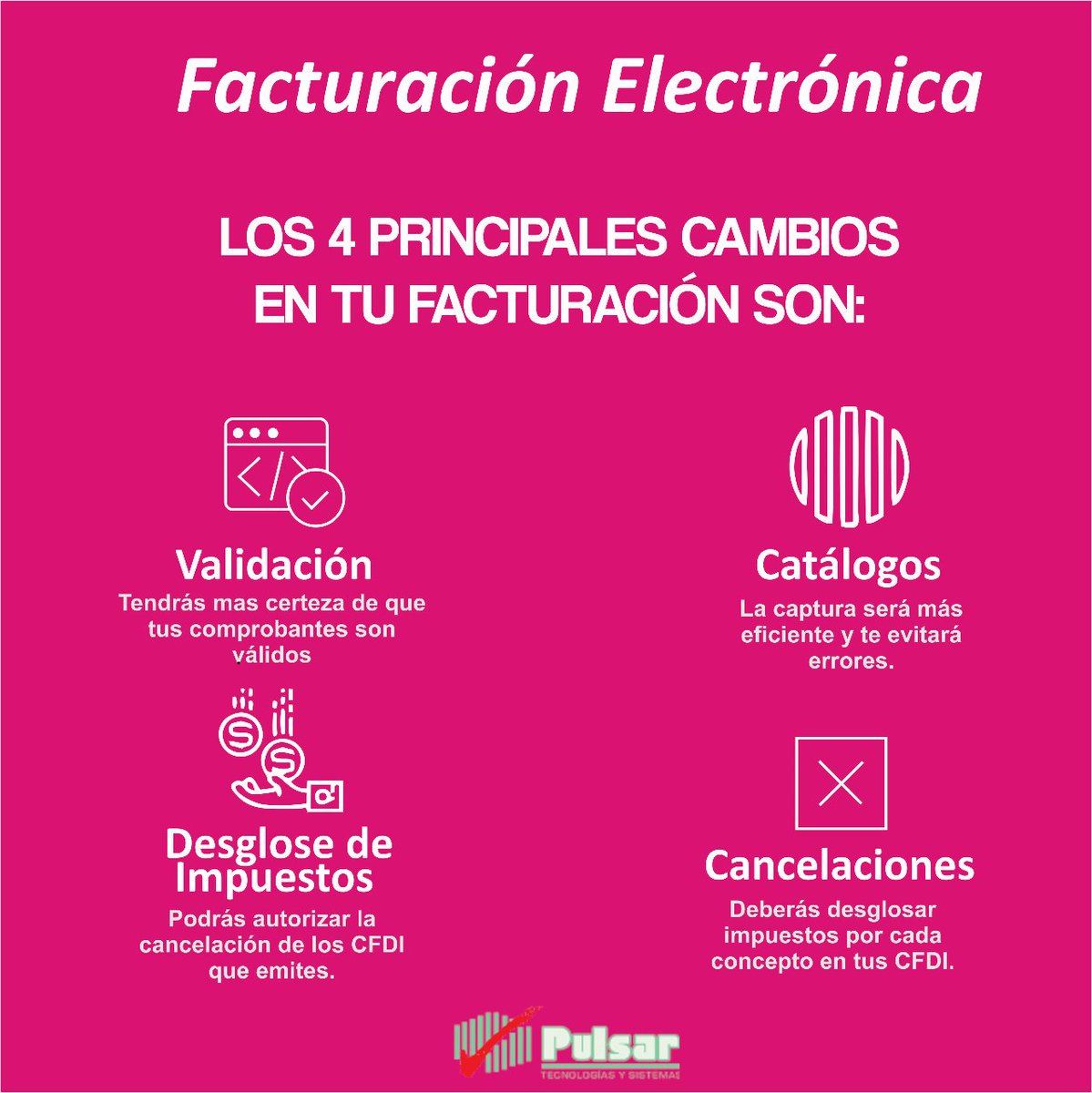 Pulsar_Dgo's tweet image. ¿En qué consisten estas nuevas disposiciones? Aquí te explicamos claramente los cambios en la nueva facturación electrónica.