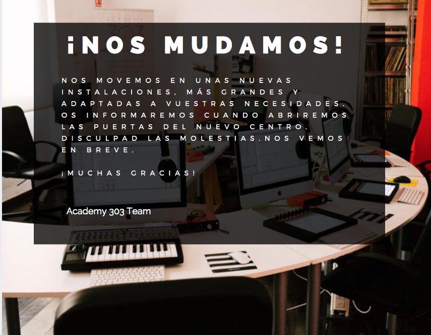 Nos movemos en unas nuevas instalaciones más grandes y adaptadas a vuestras necesidades. Os informaremos pronto!!! Disculpad las molestias!!