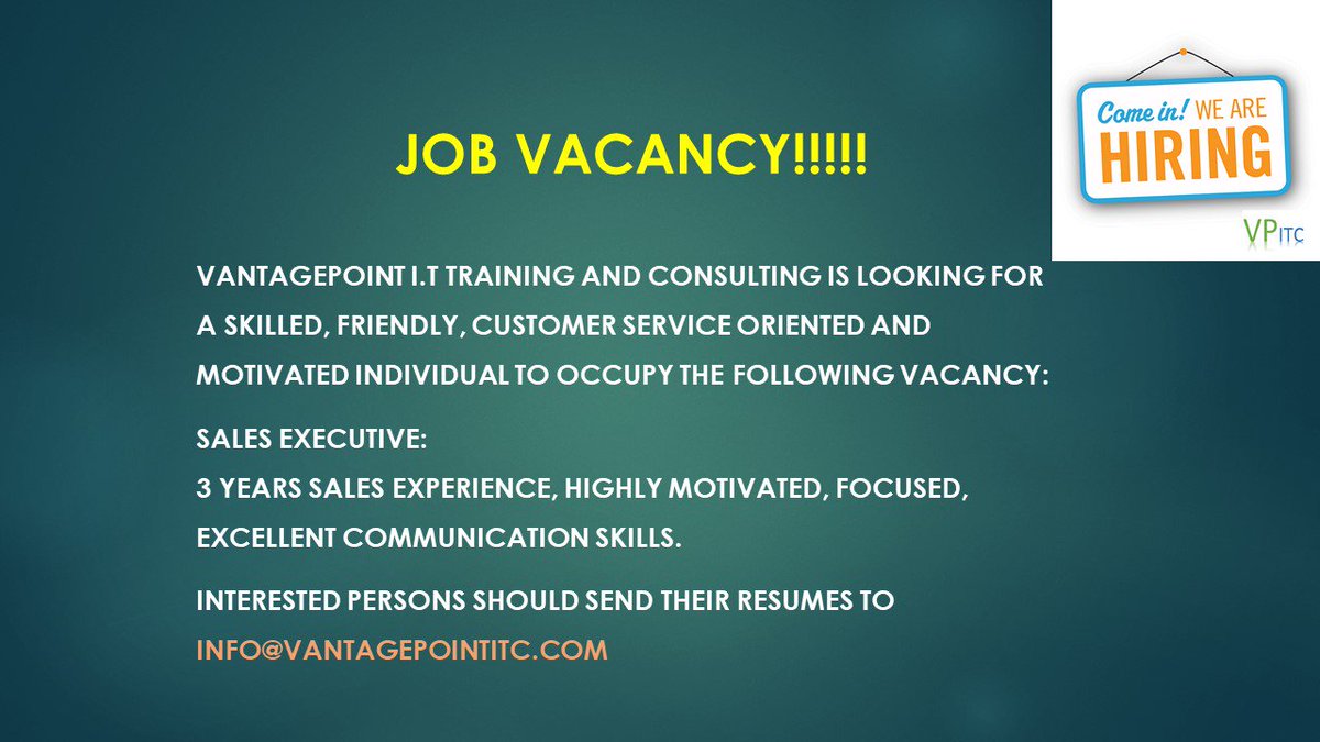 VantagePointITC's tweet photo. #vpitc # jobvacancy https://t.co/vvRoU2sb6B
