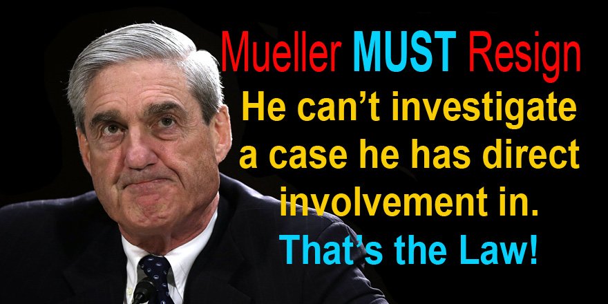 cshackradio's tweet photo. Mueller MUST resign today. He is now a suspect/witness. #MuellerMustResign #RobertMueller #UraniumOne @realDonaldTrump @RealJamesWoods https://t.co/ODhpsIEKMc