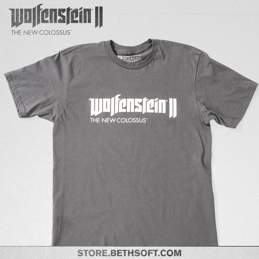 NEW #WolfensteinII Logo T-Shirt available at the #Bethesda Store! Pick yours up today! store.bethsoft.com/brands/wolfens…