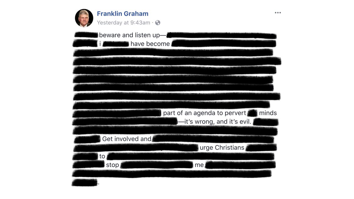 RedactedGraham's tweet photo. i have become part of an agenda to pervert minds... urge Christians to stop me https://t.co/vNlJ3Gp8bu