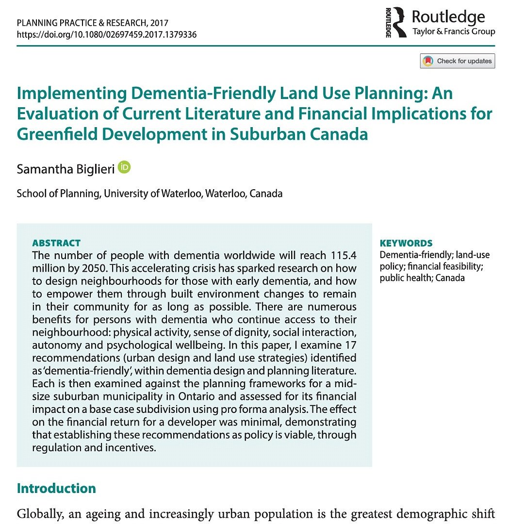 s_biglieri's tweet photo. My 1st solo publication out in #PlanningPractice&amp;Research on implementing dementia-friendly landuse planning!Access: https://t.co/1KgeTG1M6E https://t.co/o24jaNX3aF