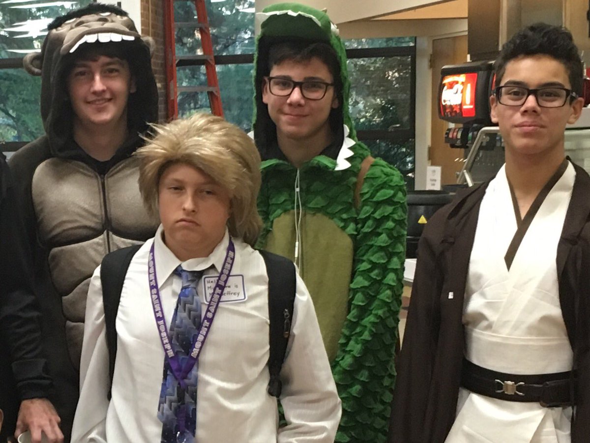 Greekirishjr's tweet photo. Costume Day for Spirit Week @MSJGaels @MSJToday @jharris_charles @piw13 @edschultheis @Folmerica @bpcamp1 @CDwyer22 @dmparr427 @kraigloovis https://t.co/KBdUMrZWw4