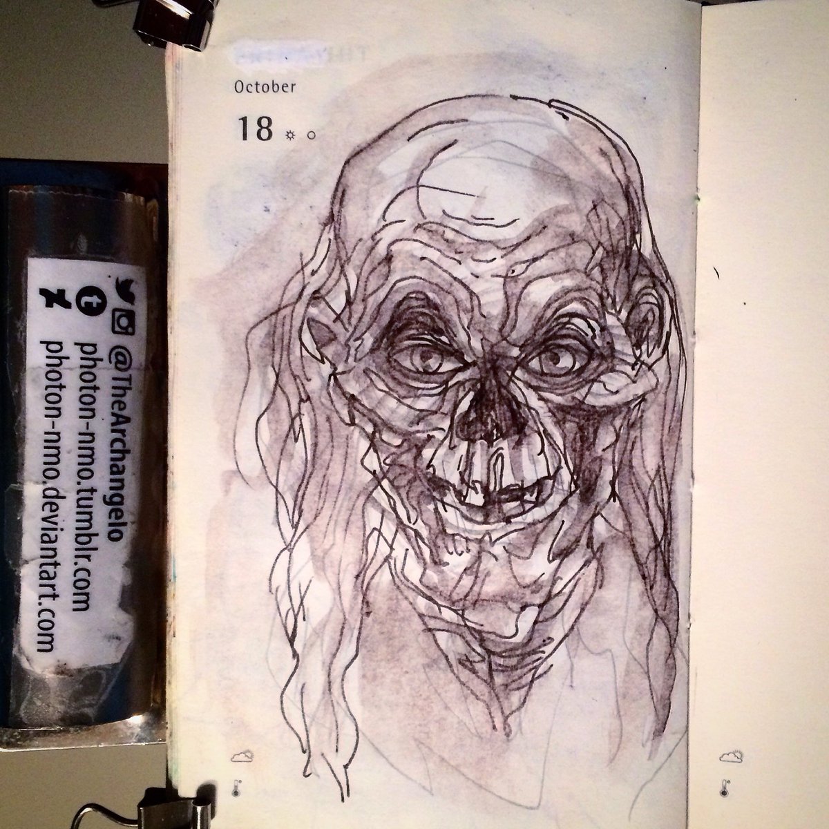TheArchangelo's tweet photo. Day 291 #of365 • Day 18 #inktober #inktober2017 #drawlloween #Moleskine #dailysketch #drawlloween2017 #cryptcreeps #cryptkeeper #eccomics https://t.co/ulYklYPyj1