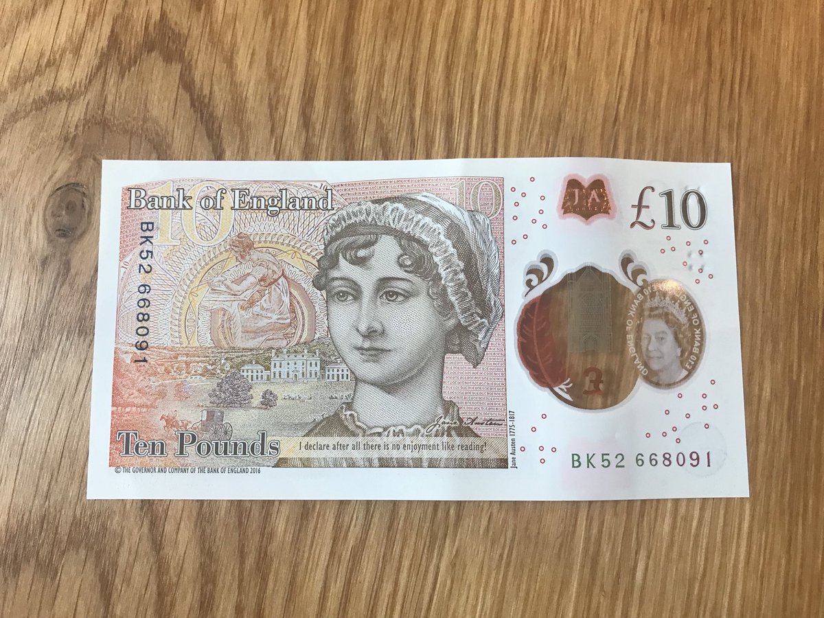 beckylucydell's tweet photo. FINALLY got my first Jane Austen tenner. What a lady. This one is being donated to the @JaneAustenHouse museum in Hampshire #BringJaneHome https://t.co/PkauNo1T0W