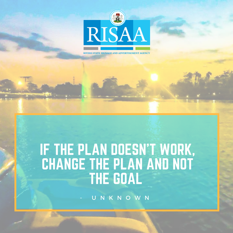 risaagov's tweet photo. "If the plan doesn't work, change the plan and not the goal"
- unknown

Image - Port-Harcourt Pleasure Park

#RISAA
#Quotes https://t.co/6jFmXNvzWP