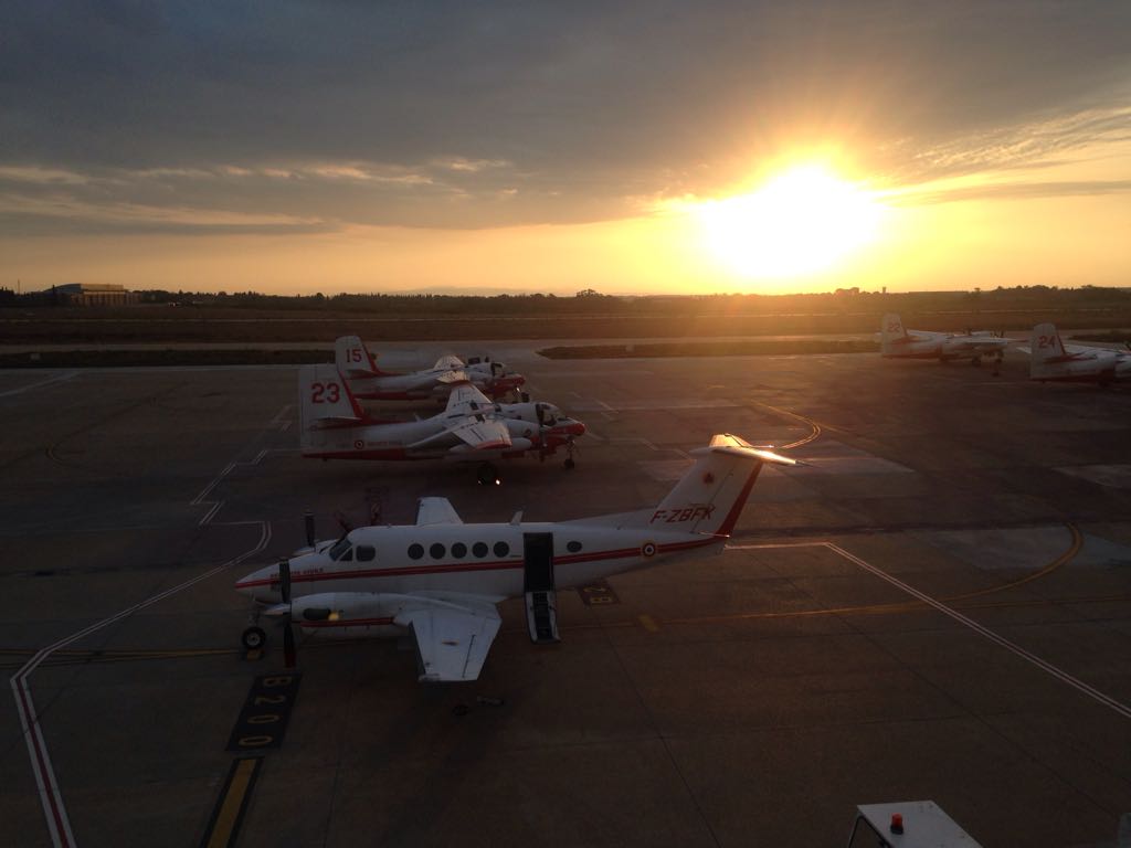tangentlink's tweet photo. The sun rises over the Sécurité Civile ramp at Nimes where #TangentLink's Aerial Firefighting Europe 2017 draws to a close. #AFFEUR17 https://t.co/cQZgQ97d9p