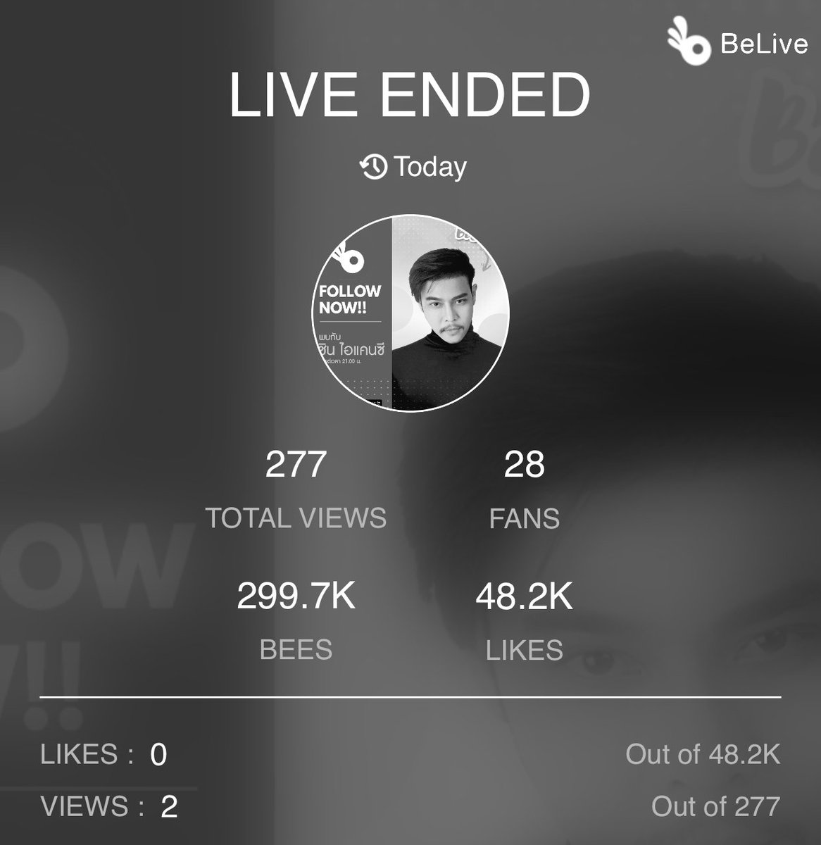 cmdrobot's tweet image. Chinz Phattarapakorn Live Ended.. You missed out. #Belive