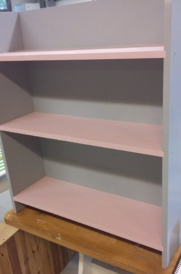 ATG_upcycle's tweet photo. Another commission completed! A cute bookshelf in baby pink and grey.  If you have a commission for us get in touch today. #skills #upcycled https://t.co/3sadxSSTM7