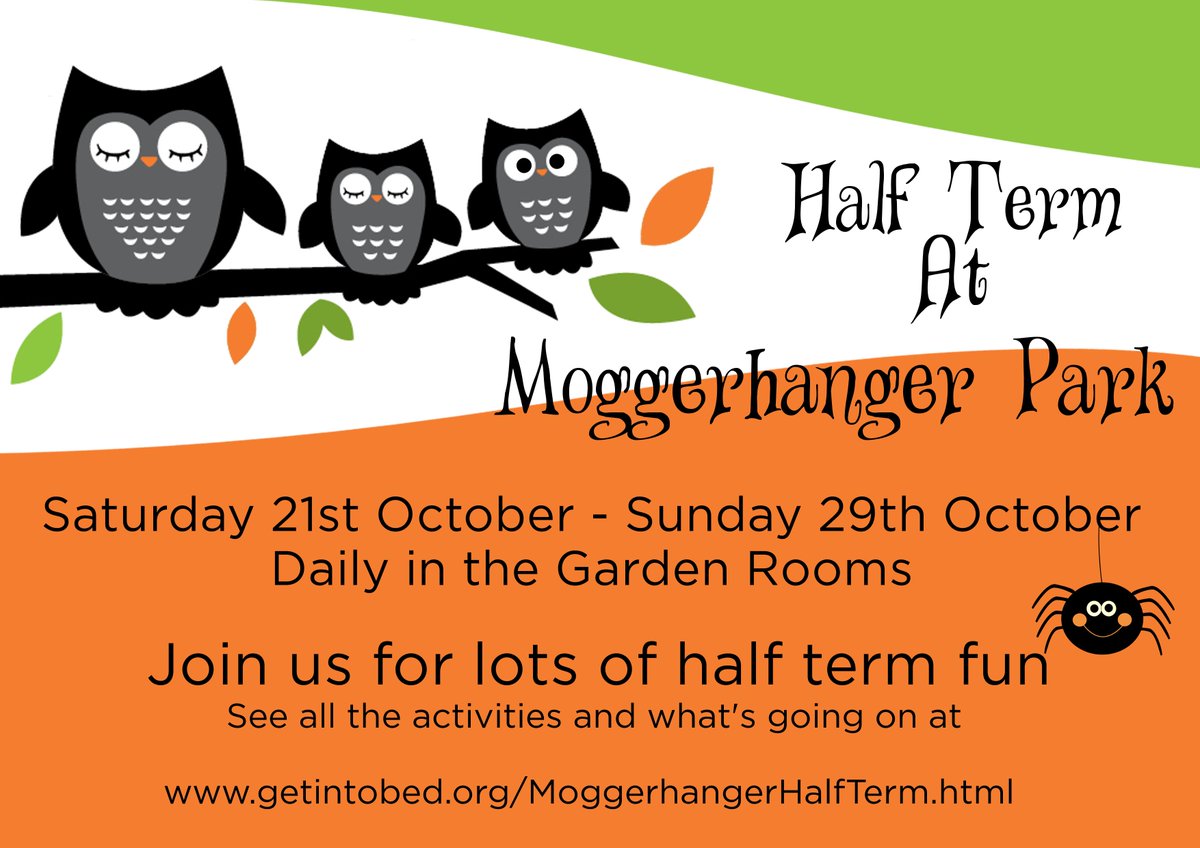 Half-term @MoggerhangerPK 21st-29th Oct Lots of fun crafts & games Book strongly recommended as places are limited getintobed.org/MoggerhangerHa…