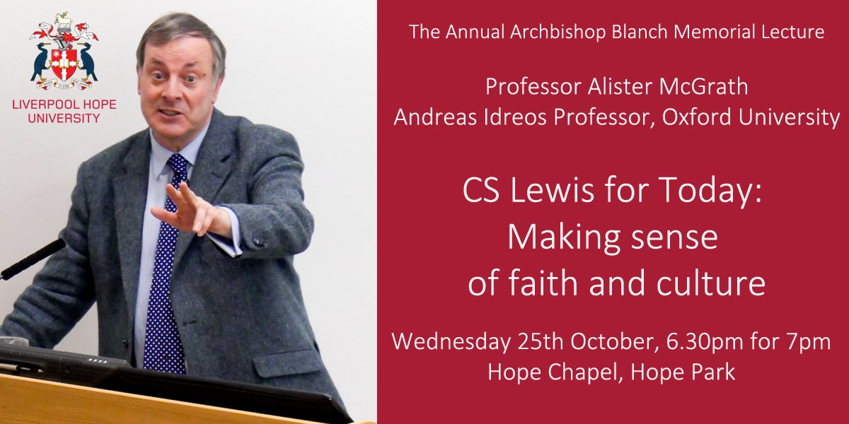 Next week we welcome Professor Alister McGrath to campus to speak on CS Lewis for Today: Making sense of faith and culture.