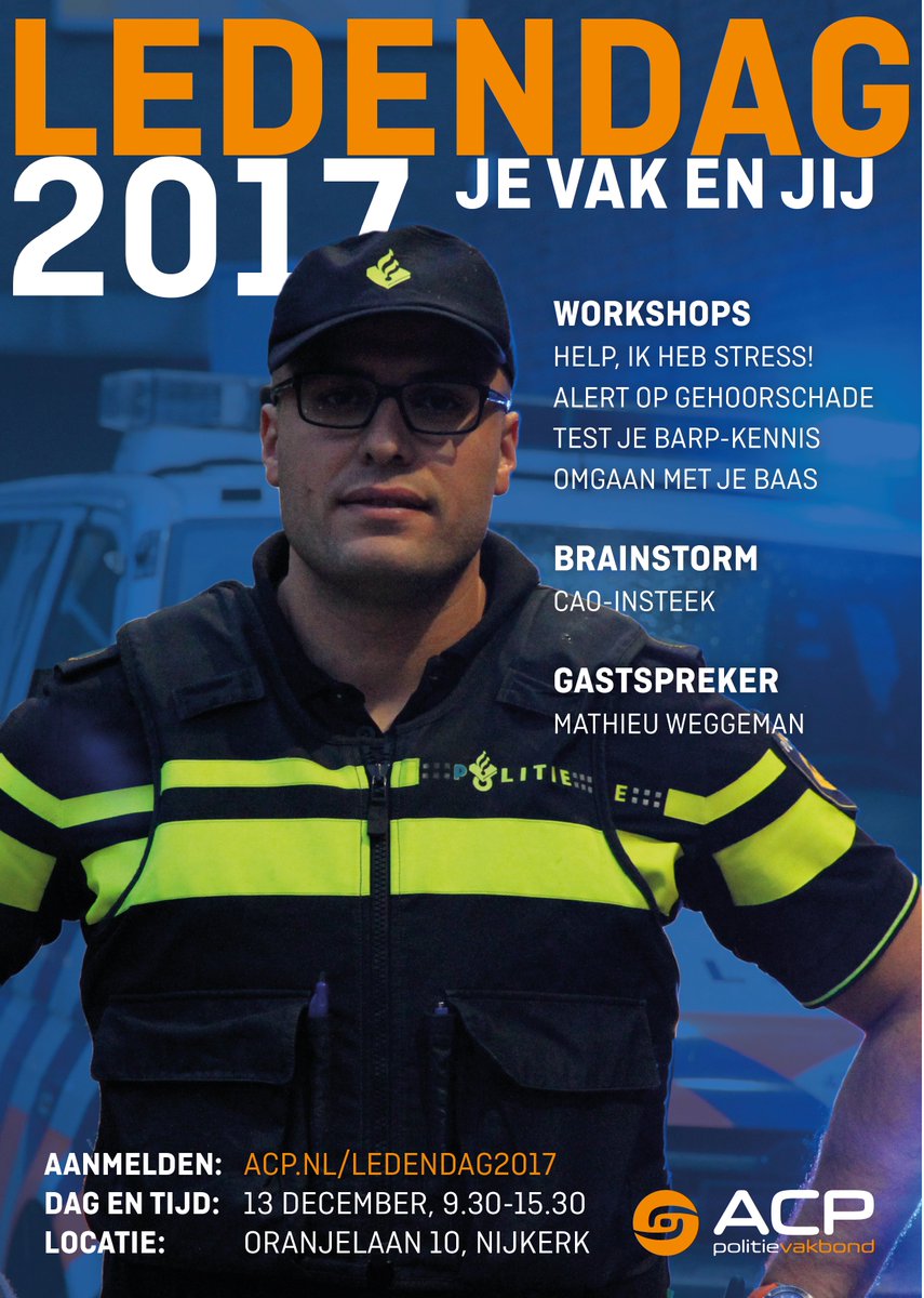 ACP_LE's tweet image. ACP leden in de Landelijke eenheid, kom ook naar de ledendag op 13 december 2017 in Nijkerk.