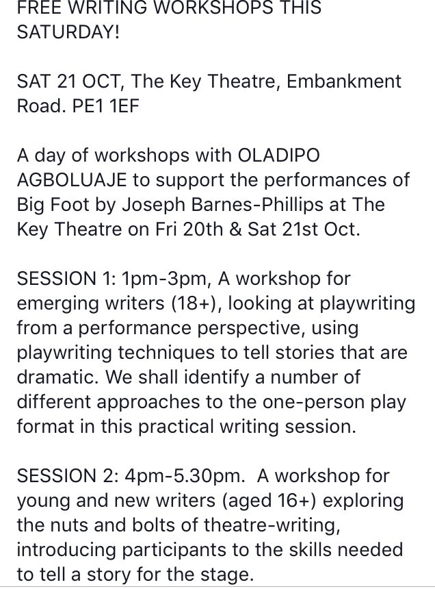 LamphouseTheatr's tweet photo. Calling all writers in Peterborough! FREE WRITING WORKSHOPS THIS SATURDAY!  https://t.co/bKgXbYA46s https://t.co/mlpWPfDPDx