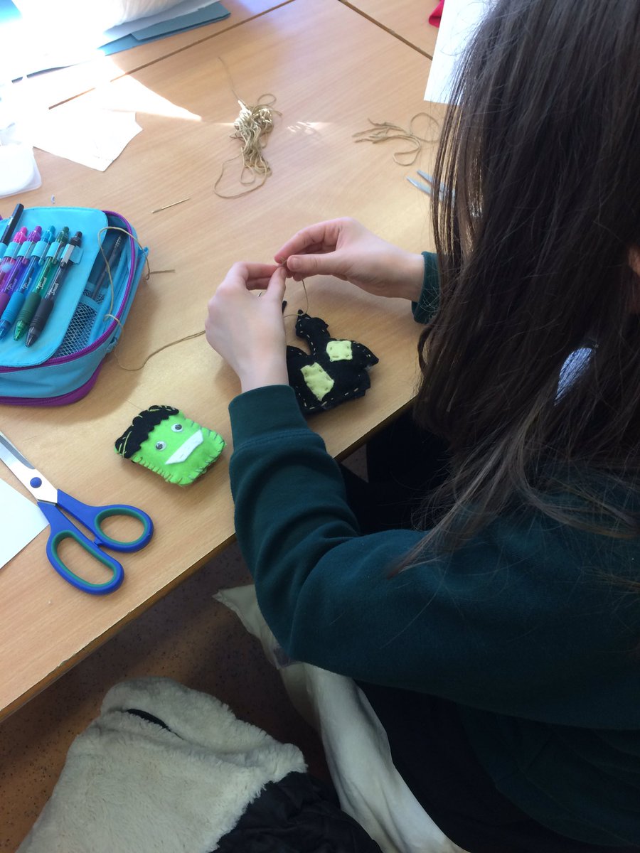 WickersleyDt's tweet photo. Getting our 'spook' on in Textiles club this week #halloween #halloweendecorations #textiles #sewing #notjustforgirls https://t.co/fiGlc9LB9C