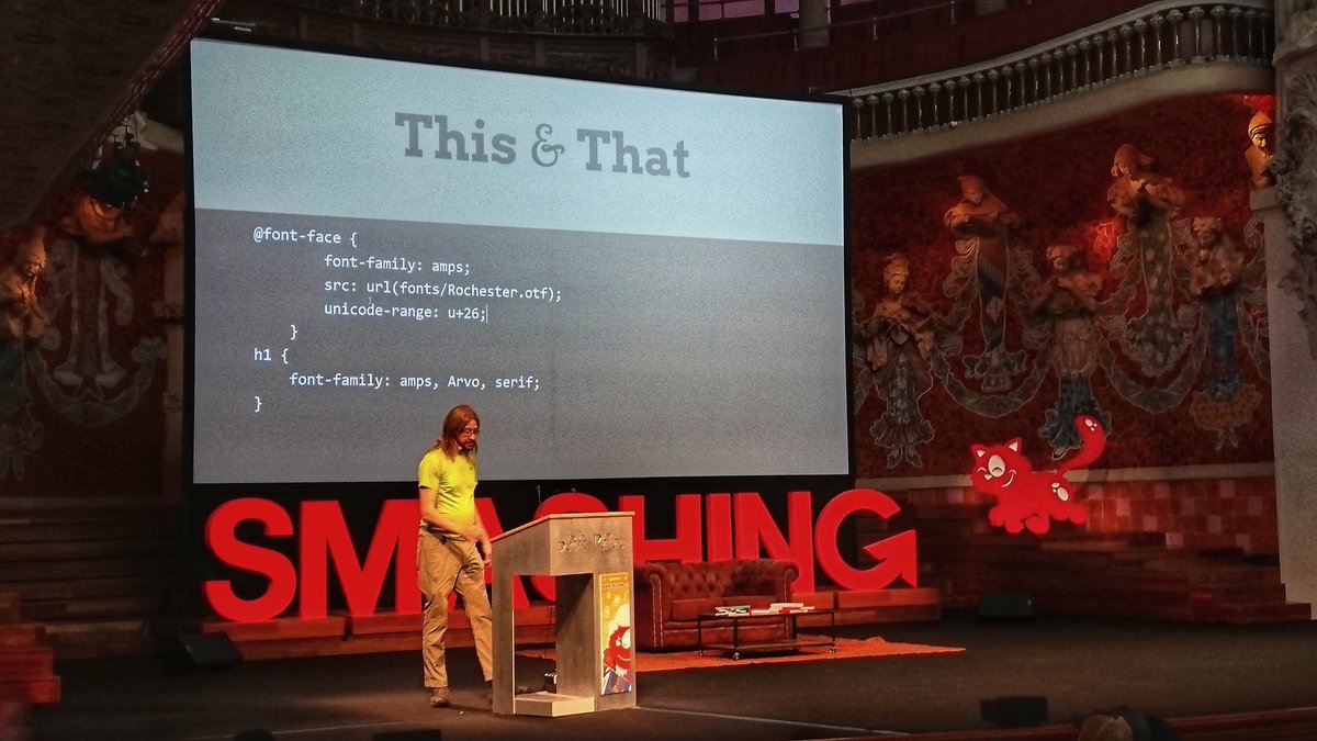WalterStephanie's tweet image. #smashingconf and this is how you get a nice ampersand in another font for your title :) #typography #css
