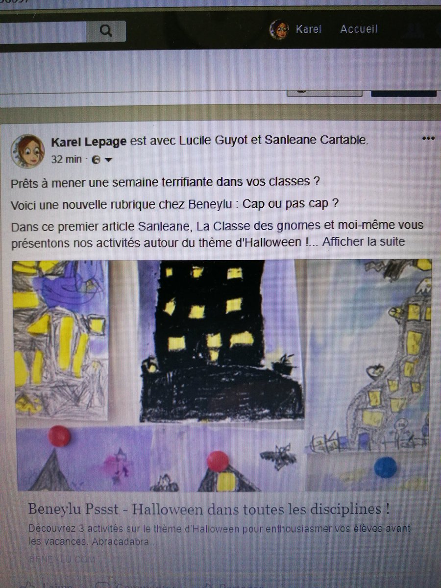 LerakPBDC's tweet photo. Une nouvelle rubrique, un nouvel article, c'est parti ! Prêts à passer une terrifiante semaine ? #Halloween #ce1 #ecole #beneylu https://t.co/66mou7VGST