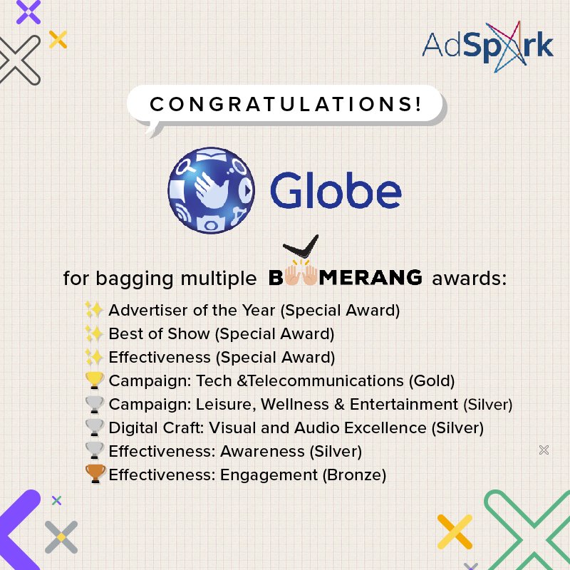 adsparkph's tweet photo. Congrats Globe Telecom ! 🎉💯 #AdSpark #GlobeTelecom #DigitalMarketing #Marketing https://t.co/jqLXHQVMng