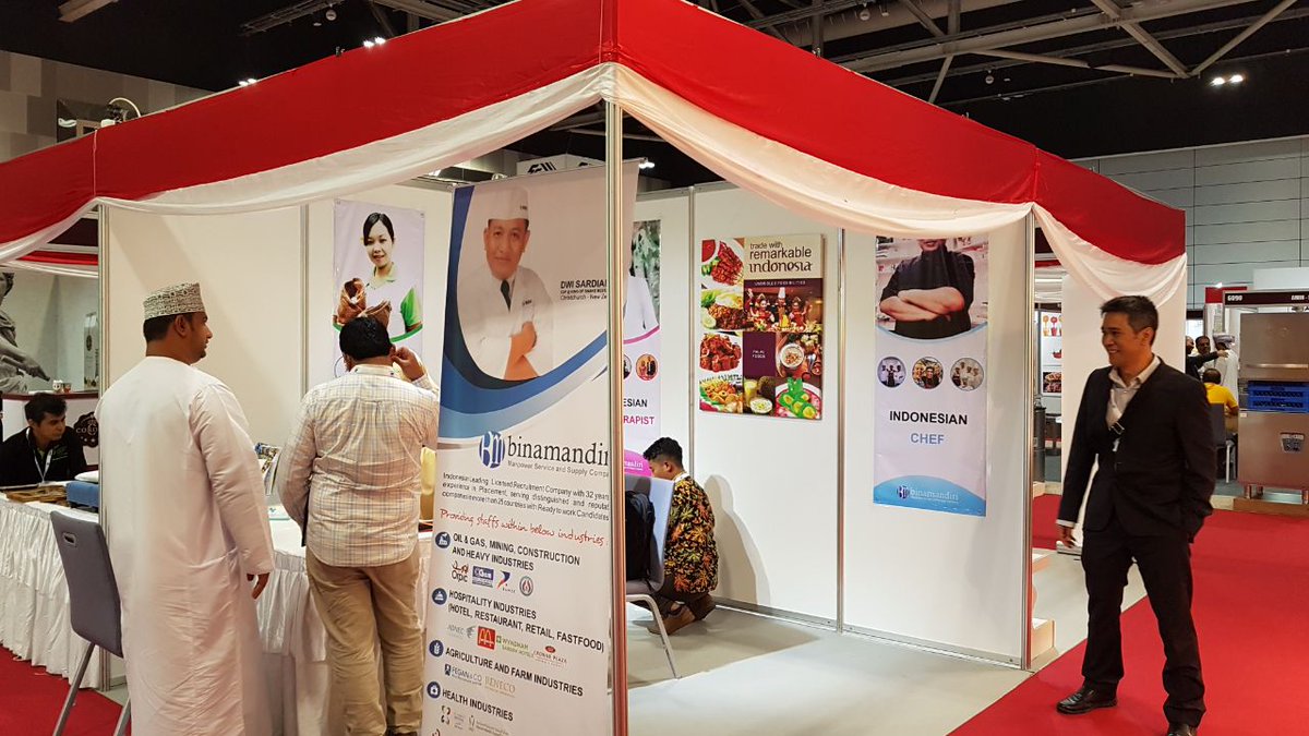 IndonesiaMuscat's tweet photo. Indonesia offers skilled workers, furnitures, etc at #FHO2017. Find out more about us at the 12th Edition of @foodandhotel @OmanConvention https://t.co/GvWNEAapc9