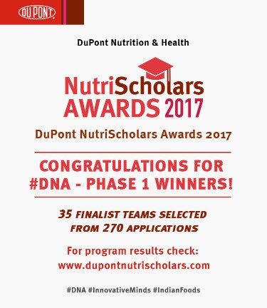 Danisco's tweet photo. Overwhelming response for #DuPont NutriScholars Awards! Phase 1 finalists announced: https://t.co/obgx4Jsqpo #DNA #Danisco #Indianfoods https://t.co/4LBUDrOfNc