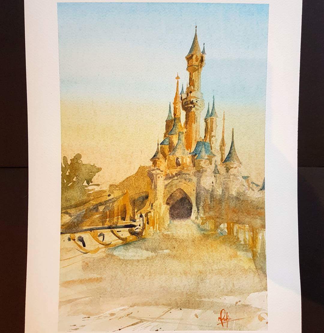 JennyMaycroft's tweet photo. My friend @MaxPanksArtist did the most amazing painting. #disney #castle #artist https://t.co/HB04gDQu7L