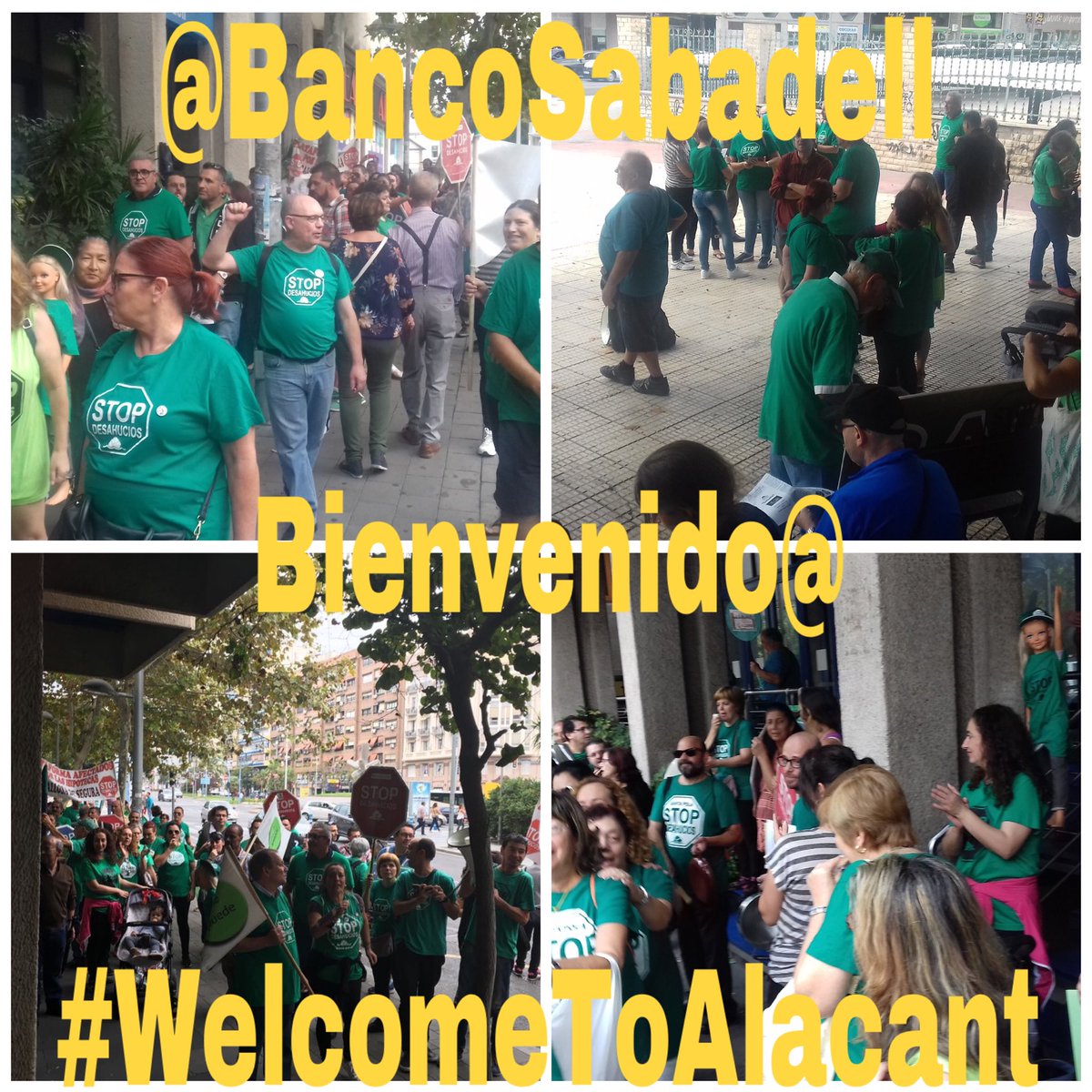 PAH_Sevilla's tweet photo. ¡@BancoSabadell Bienvenido@ a tu nueva Casa!
"Cambios de aíres, debe significar nuevas soluciones para nuestras Familias" #WelcomeToAlacant https://t.co/mtXMErTDow