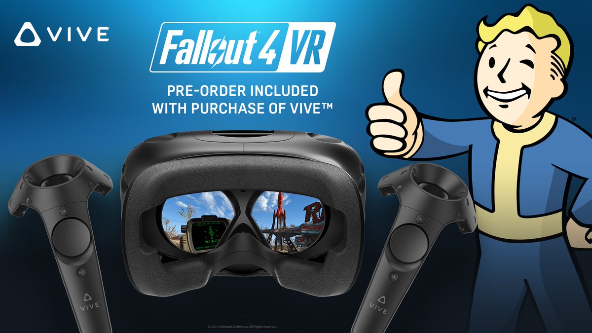 bethesda_de's tweet photo. Schnürt euch ein Winterpaket! Zu Weihnachten gibt's das @htc_vive-Paket mit #Fallout4VR! https://t.co/lK2p9xd28v https://t.co/rwSLXkt0yR