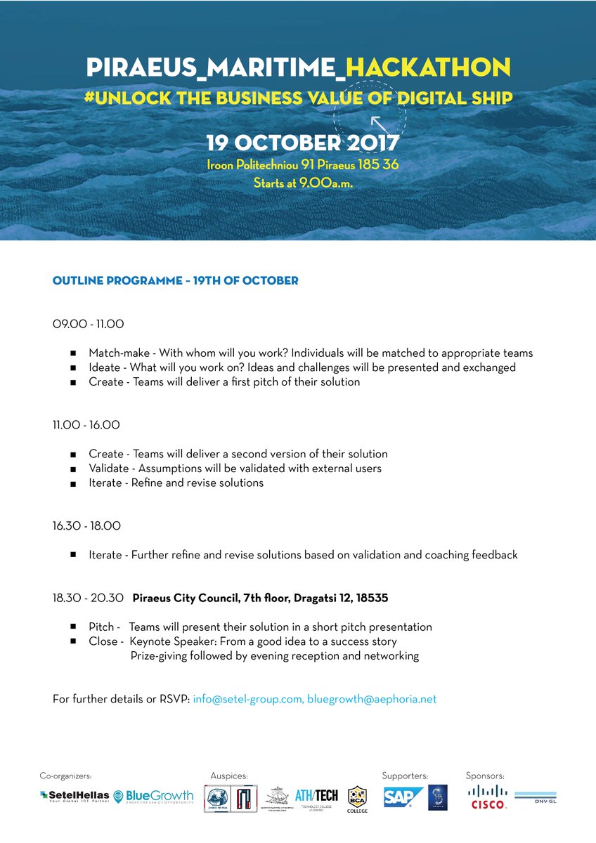 Everything is ready for tomorrow! Piraeus Maritime #Hackathon begins at 09.00a.m.! Follow the link to find details: facebook.com/events/1328199…