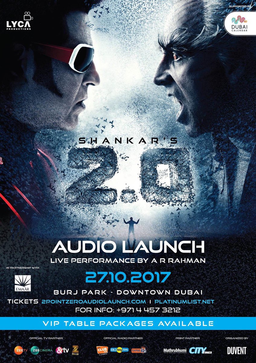 SHANKAR's 2.0 AUDIO LAUNCH |Official Malayalam Radio Partner :CLUB FM 99.6 | Official Malayalam Print Partner :Mathrubhumi #Dubai