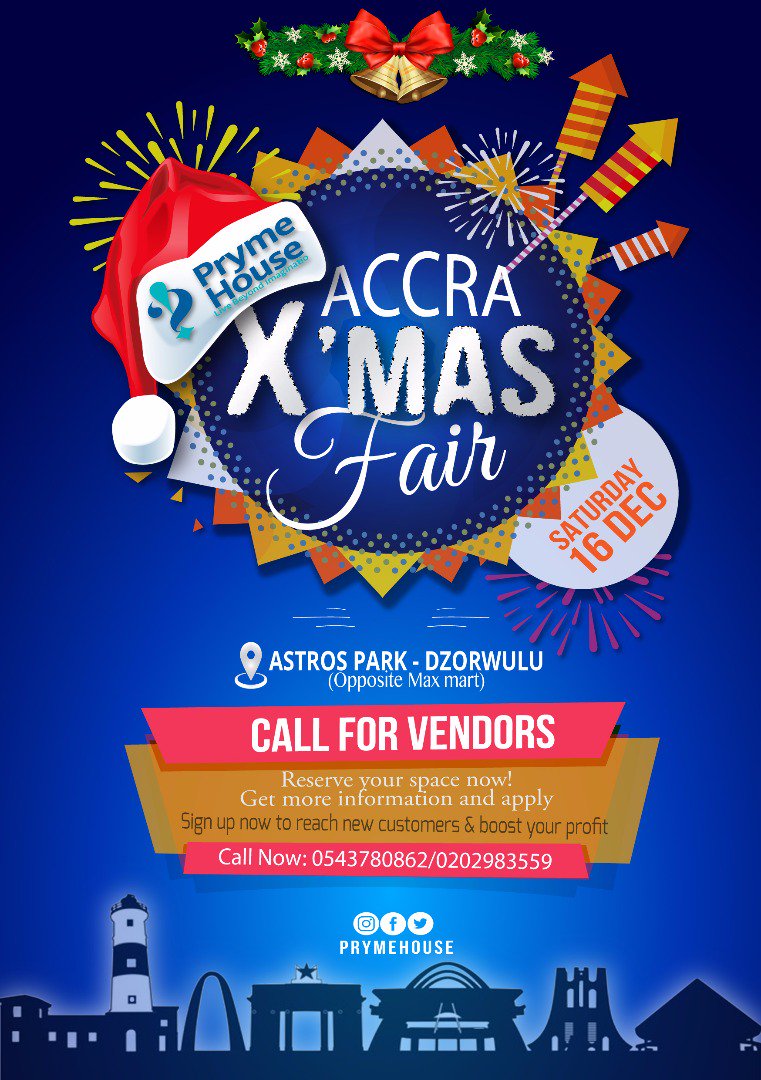 akuao2's tweet photo. Call to book a stand now! #AccraXmasFair #prymehouse https://t.co/Q8182MyFp2