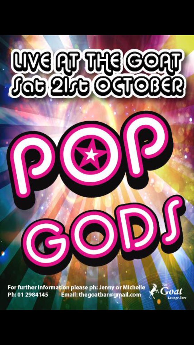 TheGoatBar1's tweet photo. Live Music This Saturday Night With The Amazing...
'Pop Gods' From 10 PM Till Late!!
🎶🍻🎉🍽💃🍸🎻
#livemusic #popgods #latebar https://t.co/qJ0DQ5ljtk