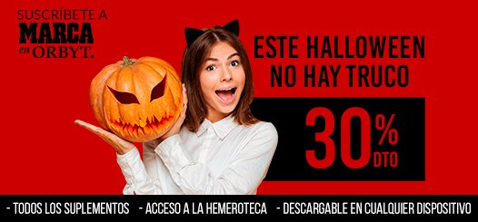 ¡Este Halloween no hay trucos! Suscríbete a MARCA con un 30% de descuento entrando en bit.ly/2id5Lx1