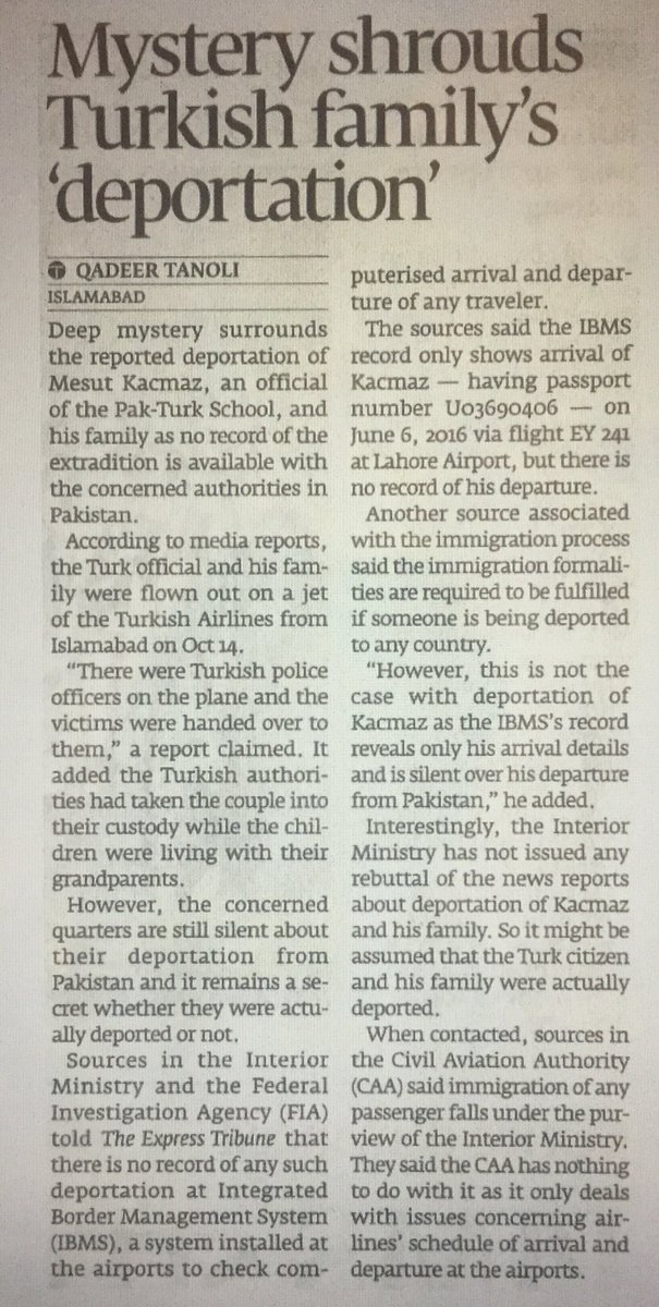 pakturkfile's tweet photo. Mystery shrouds Turkish Family's deportation by Express Tribune #FreedomToKacmazFamily @UN @amnesty @fidh_en @BBC https://t.co/rNbiLLP77k