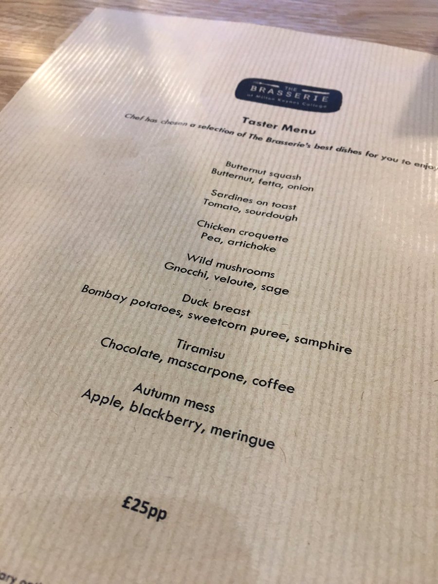 ThebrasserieMK's tweet photo. Nice to have our taster menu back on last night, available now each evening https://t.co/tMcR0Hwoy5