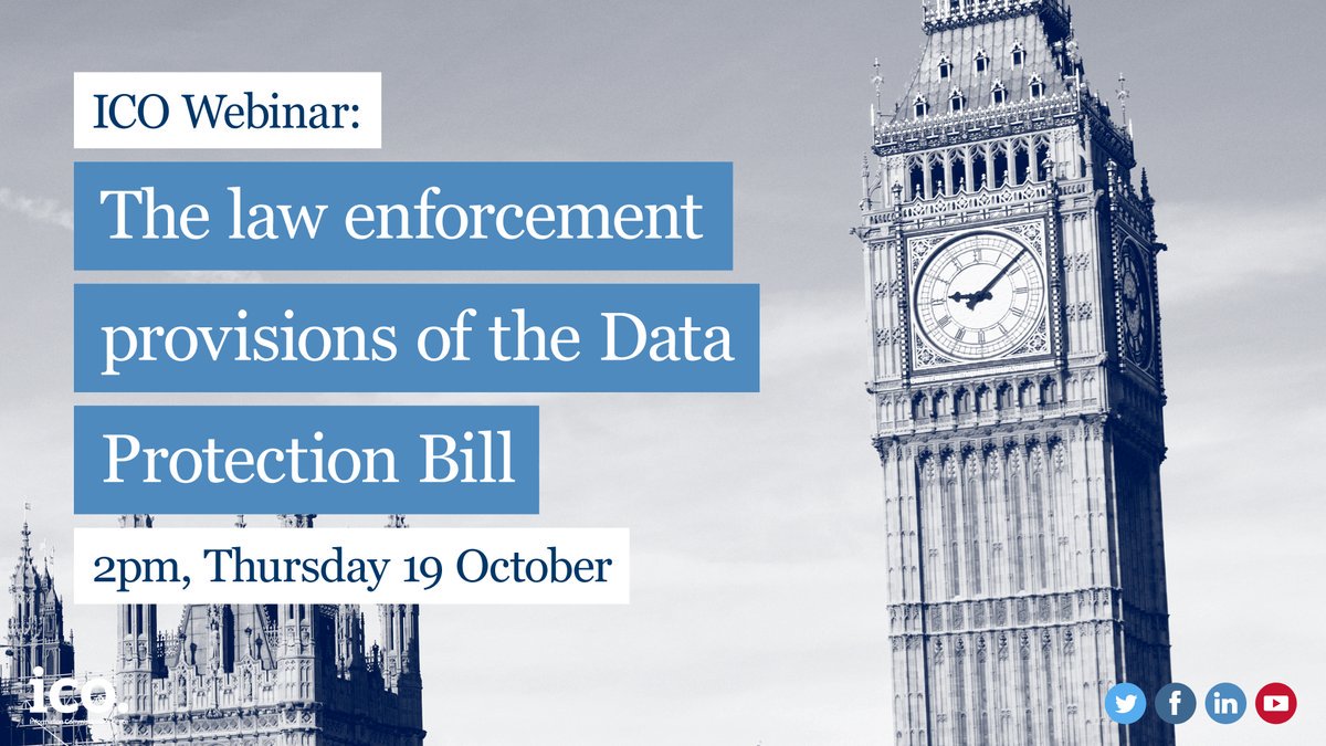 ICOnews's tweet photo. We will discuss the law enforcement provisions of the Data Protection Bill in tomorrow's webinar: https://t.co/31fTm5QQzU https://t.co/2GTW3oKazl