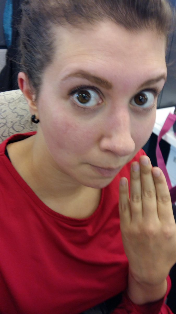 TomatoFaceLady's tweet photo. I work out over my lunch break, so my coworkers tease me saying that my face matches my shirt. Tomato face proud! 🍅😋 https://t.co/mrocqvm2KL